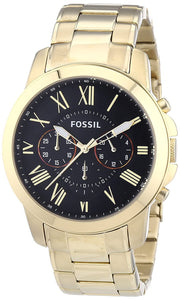  Shop Authentic Fossil Grant Chronograph Black Dial Gold Steel Strap Watch for Men - FS4815 - Luxxuri