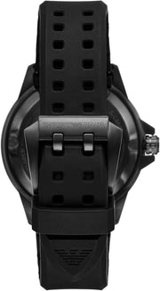 Emporio Armani Sea Explorer Automatic Yellow Dial Black Silicone Strap Watch For Men - AR60085