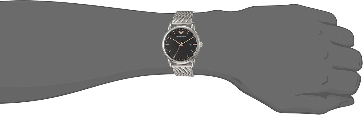  Shop Authentic Emporio Armani Luigi Analog Black Dial Silver Mesh Bracelet Watch For Men - AR11272 - Luxxuri
