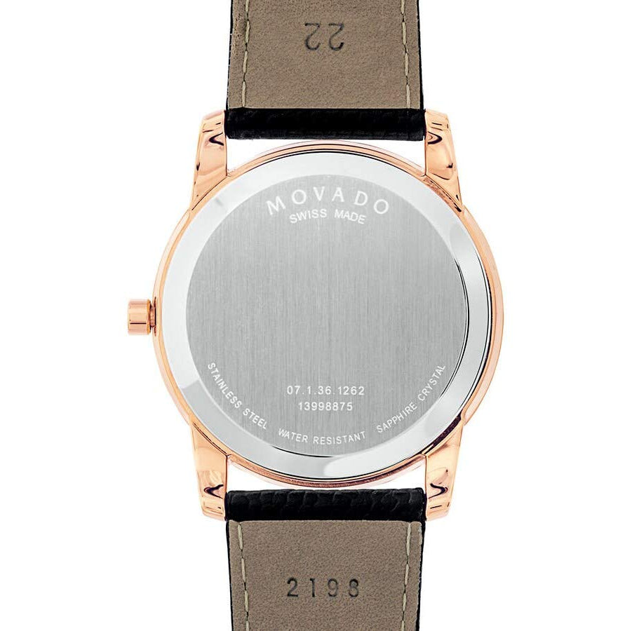  Shop Authentic Movado Museum Classic Black Dial Black Leather Strap Watch For Men - 607060 - Luxxuri