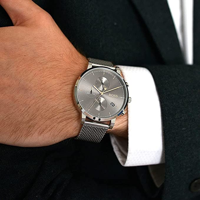  Shop Authentic Hugo Boss Integrity Grey Dial Silver Mesh Bracelet Watch for Men - 1513807 - Luxxuri