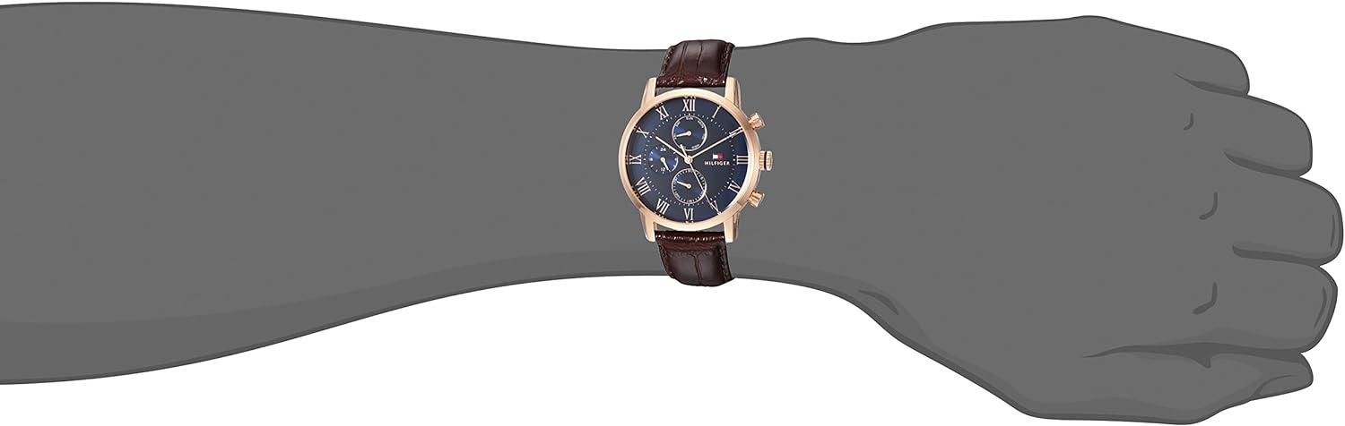  Shop Authentic Tommy Hilfiger Kane Chronograph Blue Dial Brown Leather Strap Watch for Men - 1791399 - Luxxuri