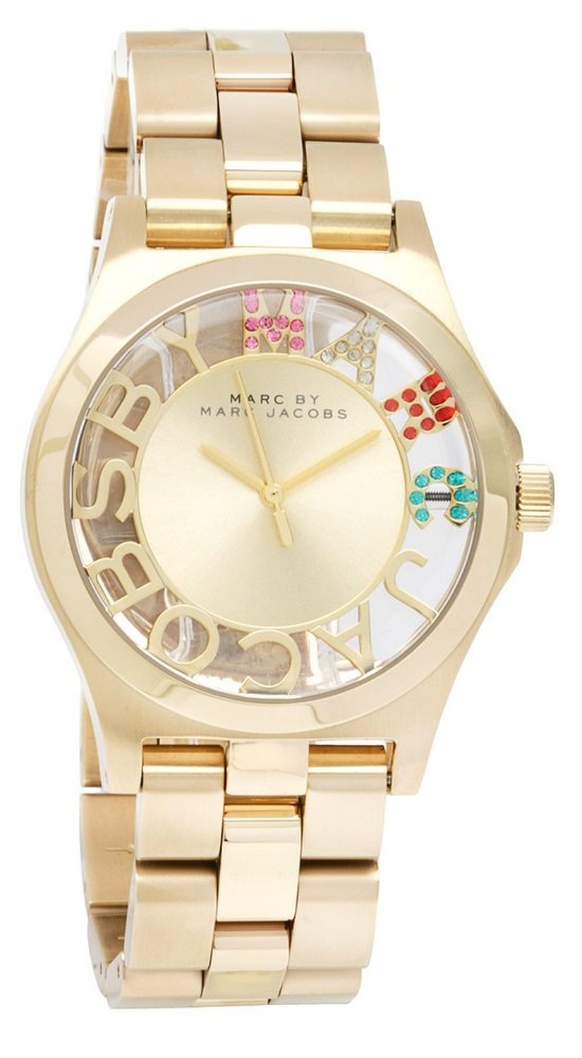  Shop Authentic Marc Jacobs Henry Skeleton Gold Dial Gold Steel Strap Watch for Women - MBM3263 - Luxxuri