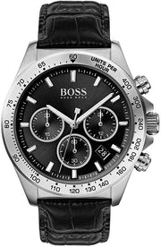  Shop Authentic Hugo Boss Hero Chronograph Black Dial Black Leather Strap Watch For Men - 1513752 - Luxxuri