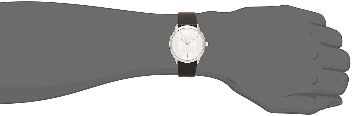  Shop Authentic Calvin Klein Minimal Silver Dial Black Leather Strap Watch for Women - K3M221C6 - Luxxuri