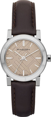  Shop Authentic Burberry The City Beige Dial Brown Leather Strap Watch for Women - BU9208 - Luxxuri