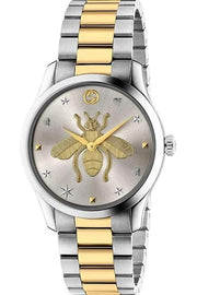  Shop Authentic Gucci G Timeless Quartz Silver Dial Two Tone Steel Strap Watch For Women - YA126596 - Luxxuri