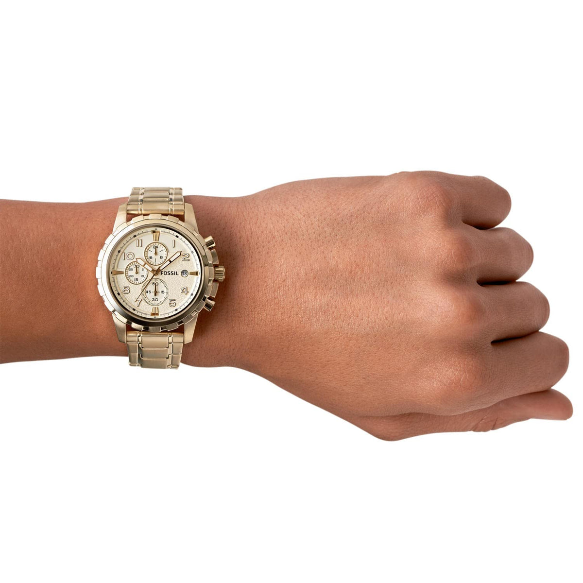  Shop Authentic Fossil Dean Chronograph Champagne Dial Gold Steel Strap Watch for Men - FS4867 - Luxxuri