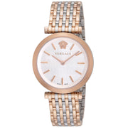  Shop Authentic Versace V-Twist White Dial Two Tone Mesh Bracelet Watch for Women - VELS00719 - Luxxuri