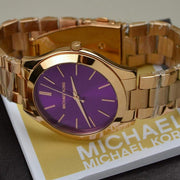  Shop Authentic Michael Kors Slim Runway Purple Dial Rose Gold Steel Strap Watch for Women - MK3293 - Luxxuri