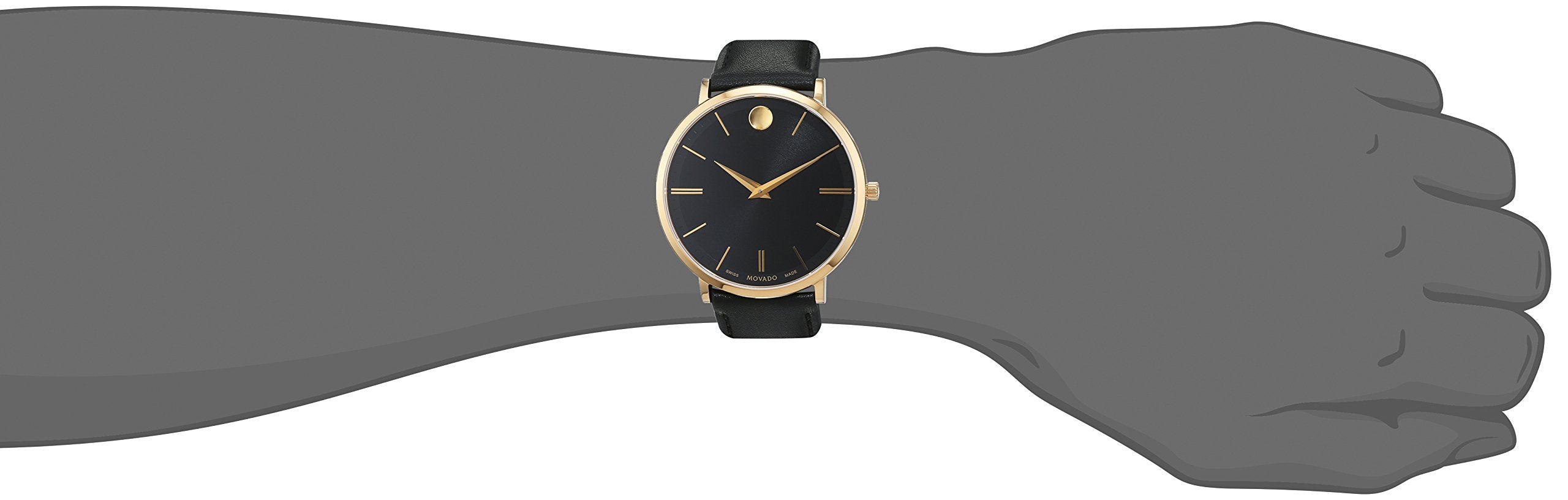  Shop Authentic Movado Ultra Slim Black Dial Black Leather Strap Watch For Men - 0607087 - Luxxuri