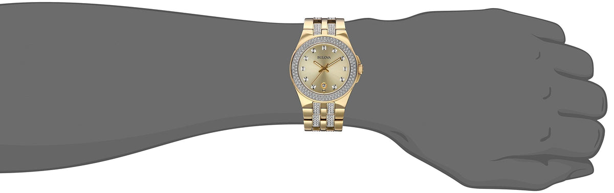  Shop Authentic Bulova Crystal Collection Champagne Dial Two Tone Steel Strap Watch for Women - 98B174 - Luxxuri