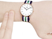 Shop Authentic Daniel Wellington Classic Nottingham White Dial Two Tone NATO Strap Watch For Men - 0108DW - Luxxuri