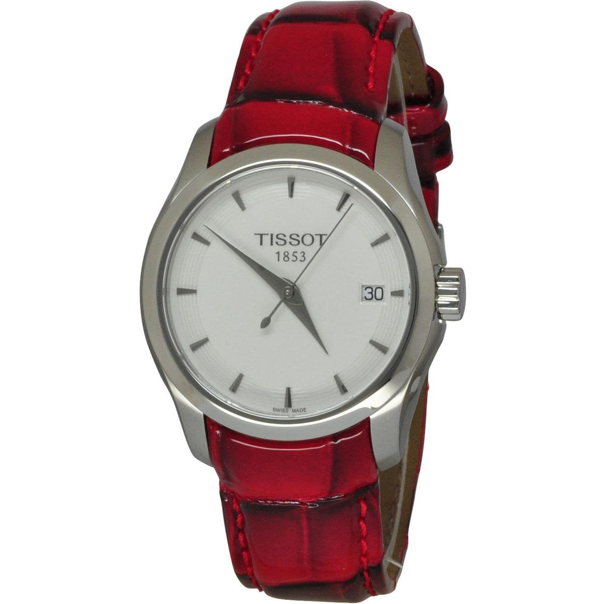  Shop Authentic Tissot Couturier White Dial Red Leather Watch For Women - T035.210.16.011.01 - Luxxuri