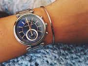  Shop Authentic Michael Kors Sawyer Navy Blue Dial Silver Steel Strap Watch for Women - MK6224 - Luxxuri