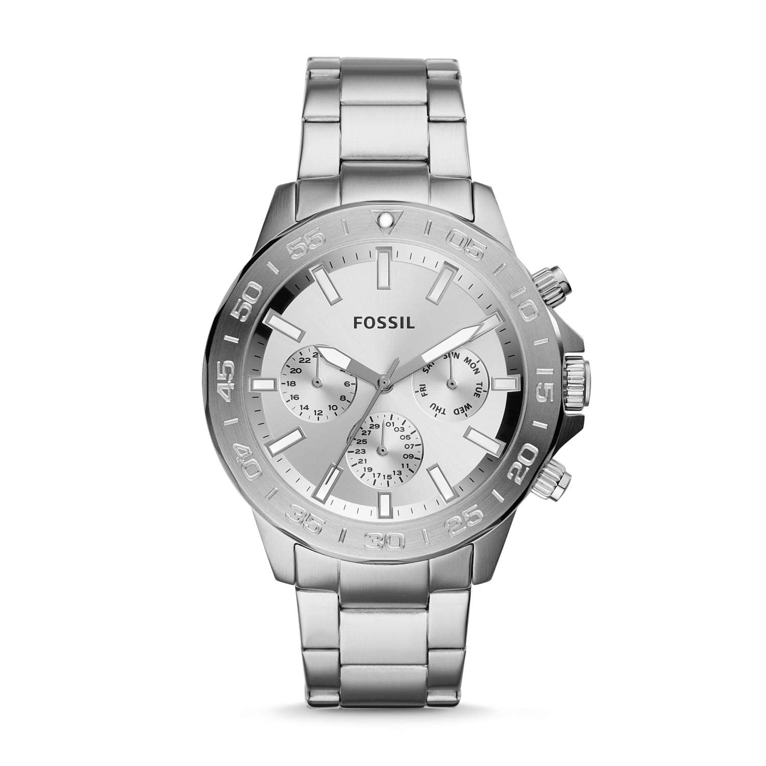  Shop Authentic Fossil Bannon Multifunction Chronograph Silver Dial Silver Steel Strap Watch for Men - BQ2490 - Luxxuri