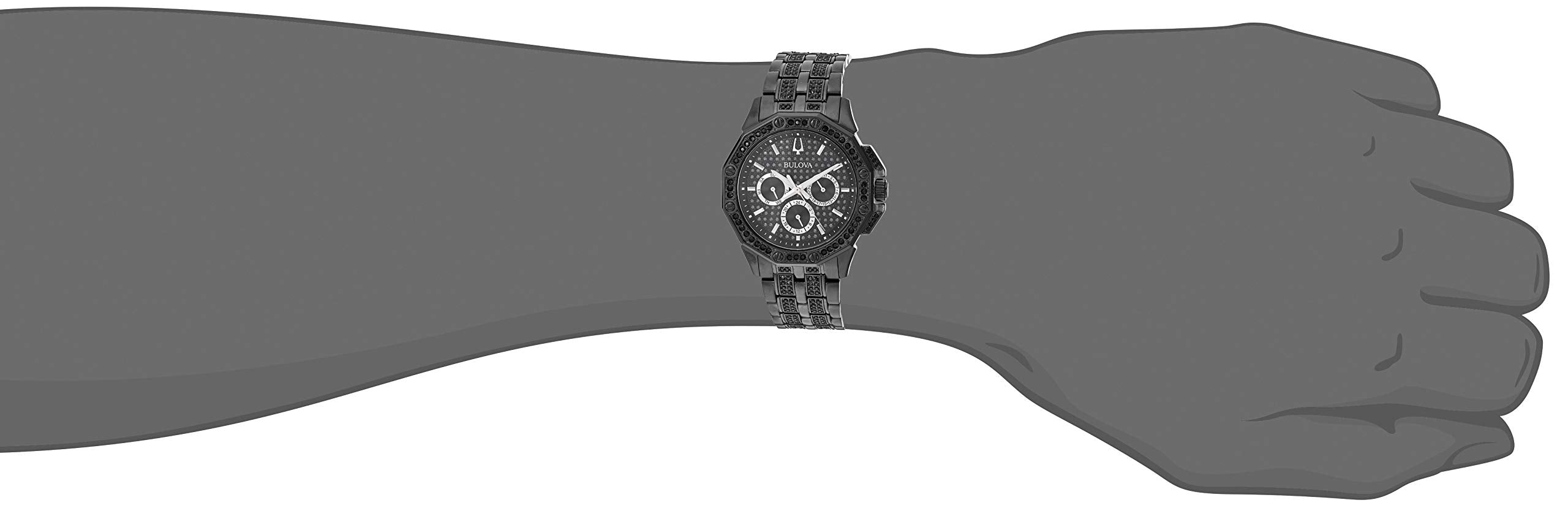  Shop Authentic Bulova Octova Chronograph Black Crystal Dial Black Steel Strap Watch for Men - 98C134 - Luxxuri