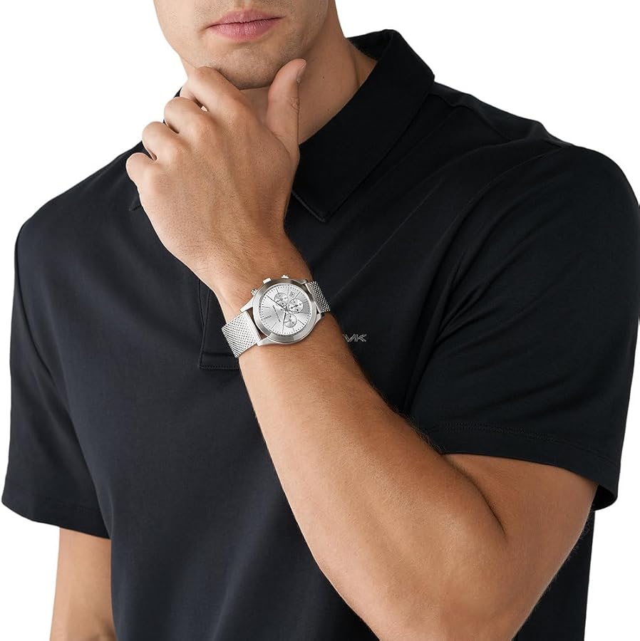  Shop Authentic Michael Kors Slim Runway Chronograph Silver Dial Silver Mesh Bracelet Watch For Men - MK9059 - Luxxuri