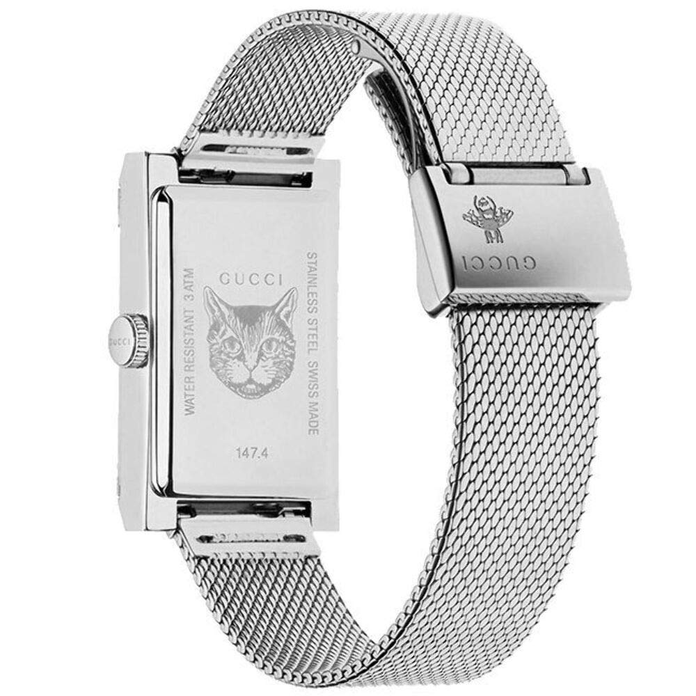  Shop Authentic Gucci G Frame Red and Green Dial Silver Mesh Bracelet Watch For Women - YA147401 - Luxxuri