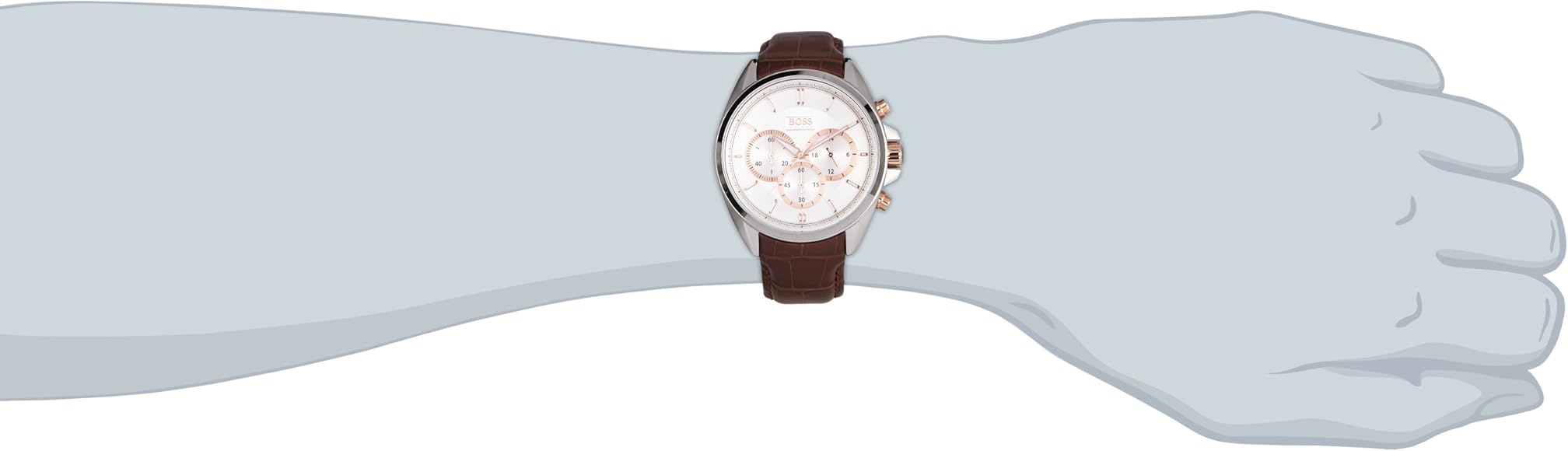  Shop Authentic Hugo Boss Driver Chronograph Silver Dial Brown Leather Strap Watch For Men - 1512881 - Luxxuri