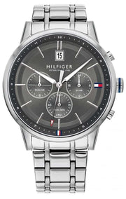  Shop Authentic Tommy Hilfiger Kyle Chronograph Grey Dial Silver Steel Strap Watch for Men - 1791632 - Luxxuri