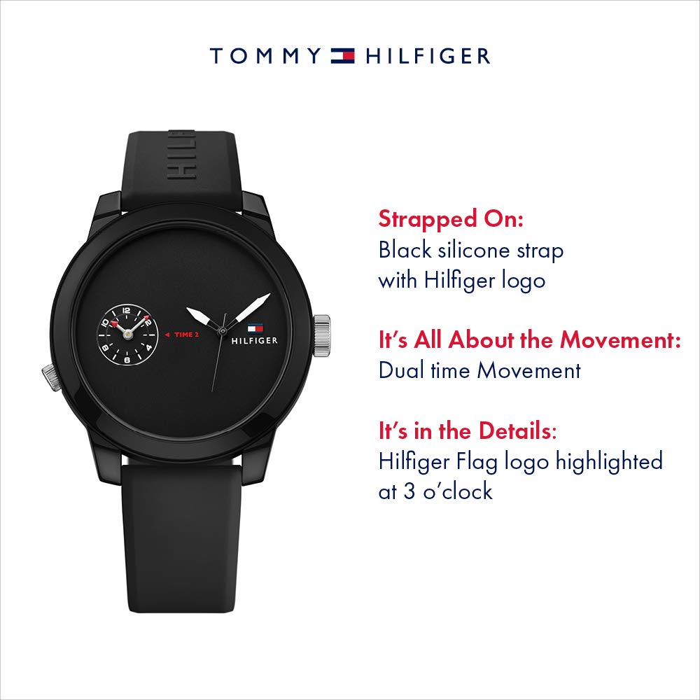  Shop Authentic Tommy Hilfiger Denim Black Dial Black Rubber Strap Watch for Men - 1791326 - Luxxuri
