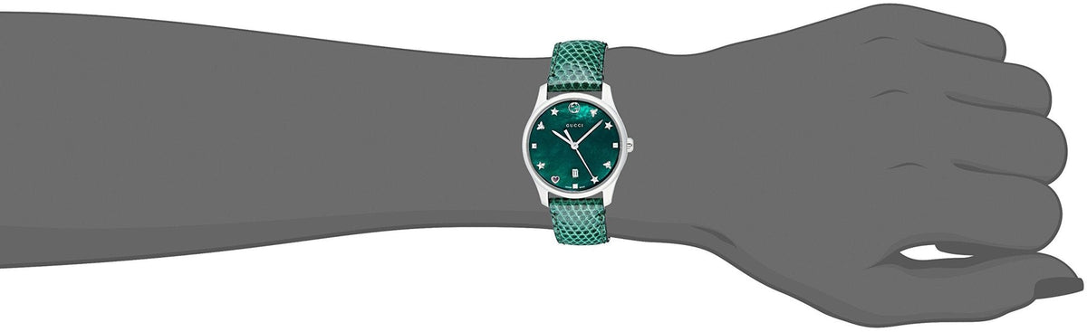  Shop Authentic Gucci G-Timeless Green Mother of Pearl Dial Green Leather Strap Watch For Women - YA126585 - Luxxuri