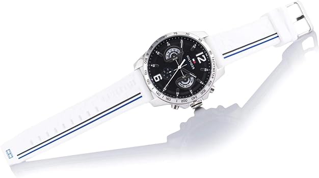  Shop Authentic Tommy Hilfiger Multifunction Black Dial White Rubber Strap Watch for Men - 1791475 - Luxxuri