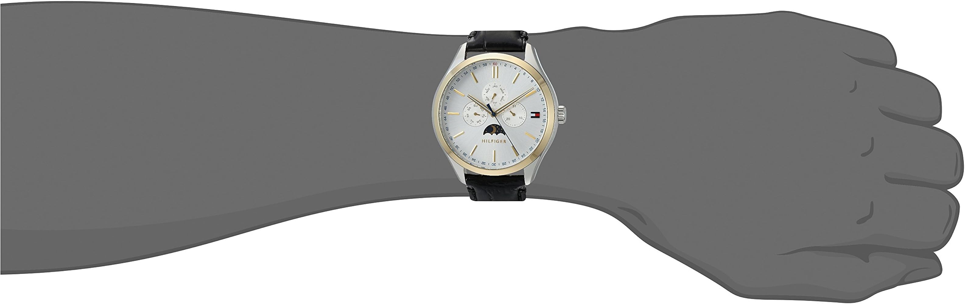  Shop Authentic Tommy Hilfiger Oliver Analog Silver Dial Black Leather Strap Watch for Men - 1791305 - Luxxuri