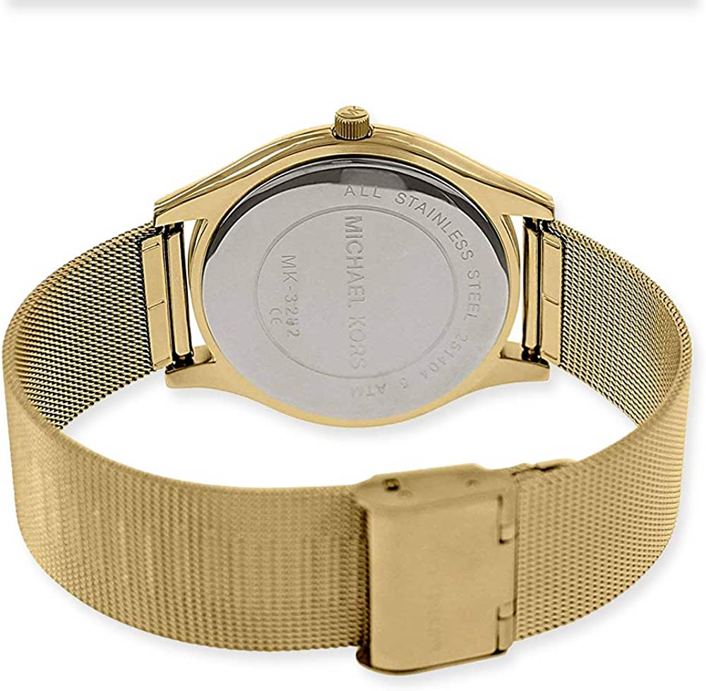  Shop Authentic Michael Kors Slim Runway Champagne Dial Gold Mesh Bracelet Watch for Women - MK3282 - Luxxuri