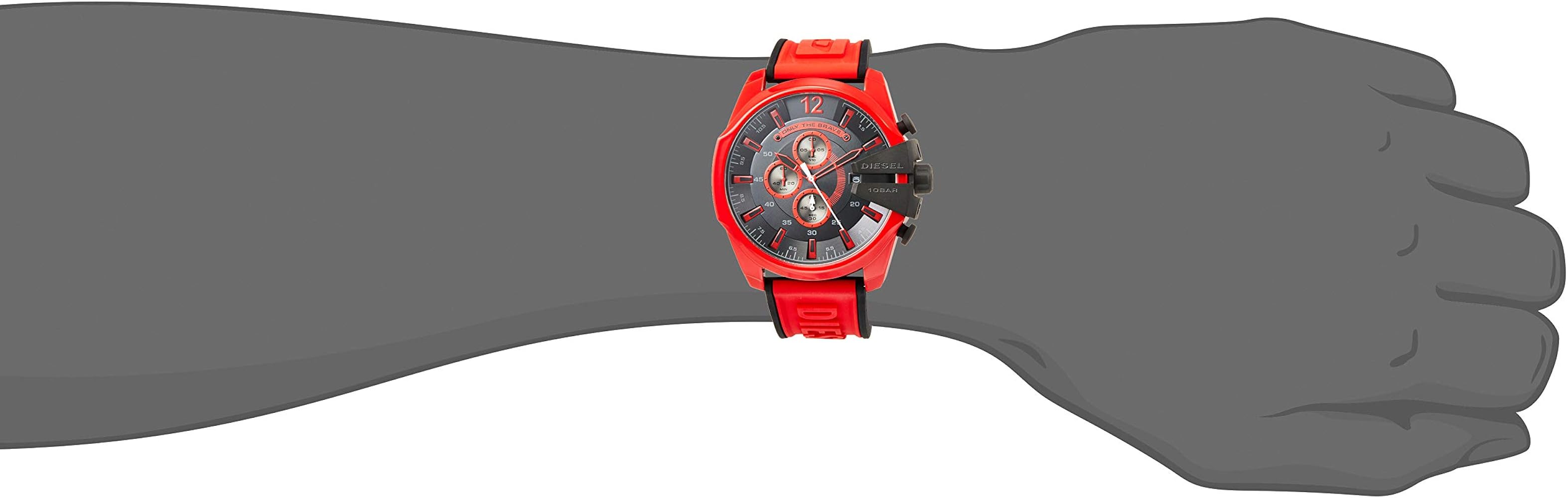  Shop Authentic Diesel Mega Chief Chronograph Black Dial Red Rubber Strap Watch For Men - DZ4526 - Luxxuri