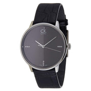  Shop Authentic Calvin Klein Accent Black Dial Black Leather Strap Watch for Men - K2Y2X1CU - Luxxuri
