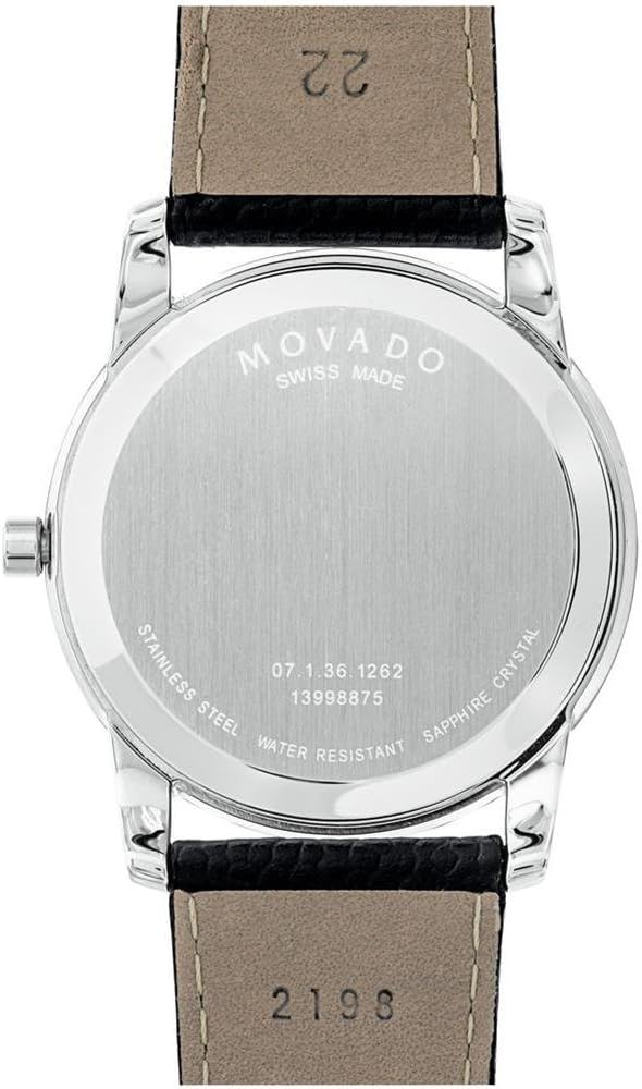  Shop Authentic Movado Museum Blue Dial Black Leather Strap Watch For Men - 607013 - Luxxuri