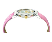  Shop Authentic Versace V-Motif Silver Dial Pink Leather Strap Watch for Women - VERE00118 - Luxxuri