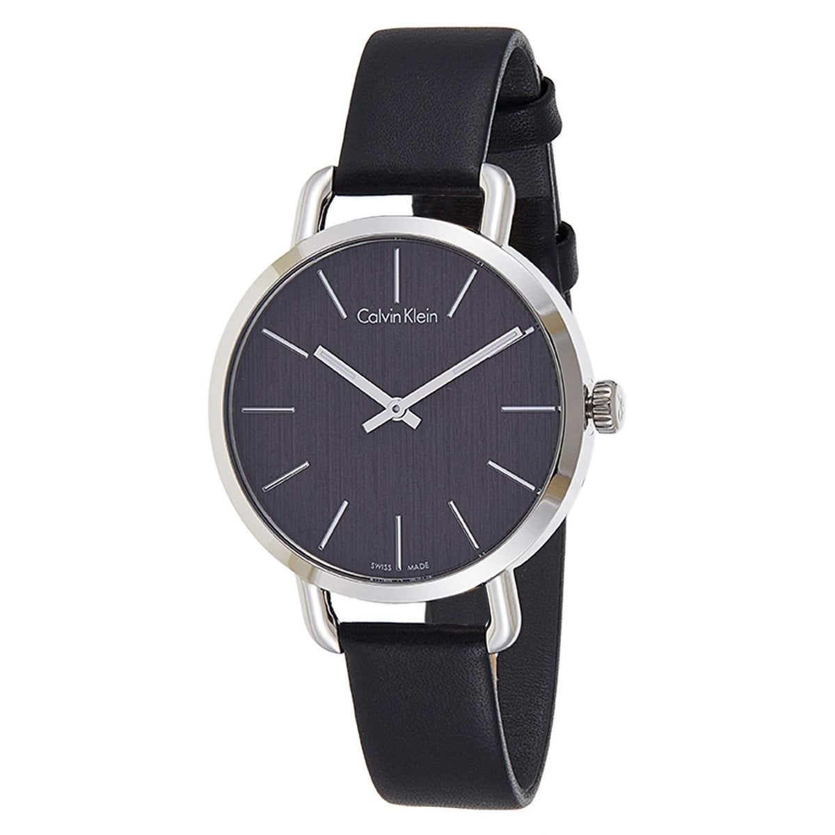  Shop Authentic Calvin Klein Even Black Dial Black Leather Strap Watch for Women - K7B231C1 - Luxxuri