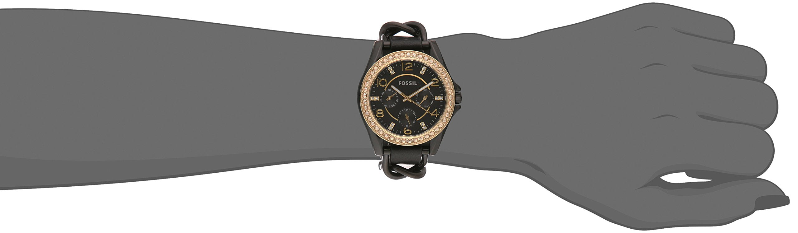  Shop Authentic Fossil Riley Black Dial Black Leather Strap Watch for Women - ES3696 - Luxxuri