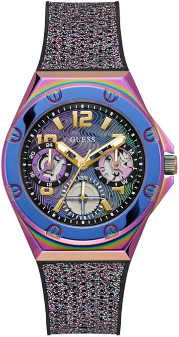  Shop Authentic Guess Multifunction Analog Purple Dial Black Rubber Strap Watch For Women - GW0620L4 - Luxxuri
