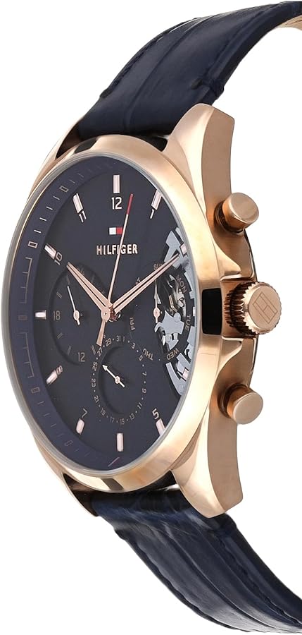  Shop Authentic Tommy Hilfiger Baker Chronograph Quartz Blue Dial Blue Leather Strap Watch For Men - 1710451 - Luxxuri