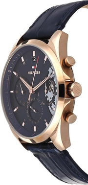  Shop Authentic Tommy Hilfiger Baker Chronograph Quartz Blue Dial Blue Leather Strap Watch For Men - 1710451 - Luxxuri