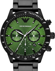  Shop Authentic Emporio Armani Mario Chronograph Green Dial Black Steel Strap Watch For Men - AR11472 - Luxxuri