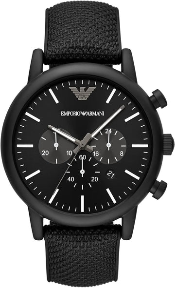  Shop Authentic Emporio Armani Dress Chronograph Black Dial Black Leather Strap Watch For Men - AR1918 - Luxxuri