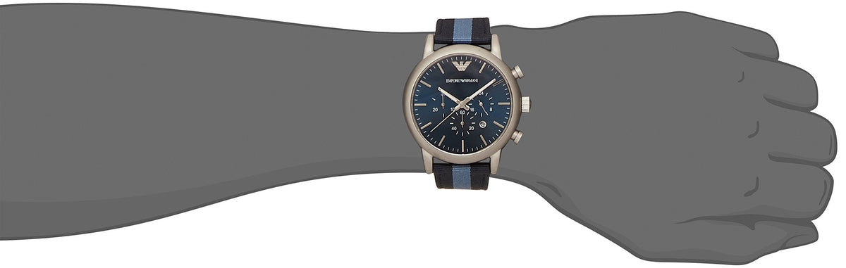  Shop Authentic Emporio Armani Luigi Chronograph Quartz Blue Dial Blue Nylon Strap Watch For Men - AR1949 - Luxxuri