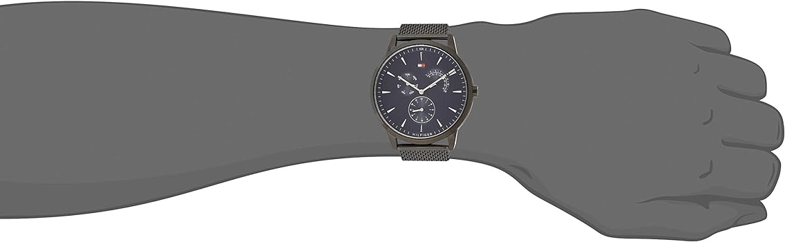  Shop Authentic Tommy Hilfiger Brad Quartz Blue Dial Black Mesh Bracelet Watch For Men - 1710392 - Luxxuri