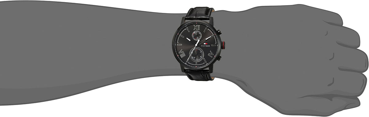  Shop Authentic Tommy Hilfiger Aden Chronograph Black Dial Black Leather Strap Watch for Men - 1791310 - Luxxuri