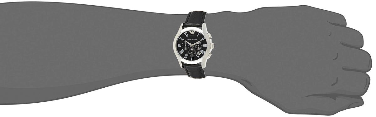  Shop Authentic Emporio Armani Valente Chronograph Black Dial Black Leather Strap Watch For Men - AR1633 - Luxxuri