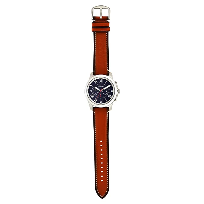  Shop Authentic Fossil Grant Chronograph Blue Dial Brown Leather Strap Watch for Men - FS5210 - Luxxuri