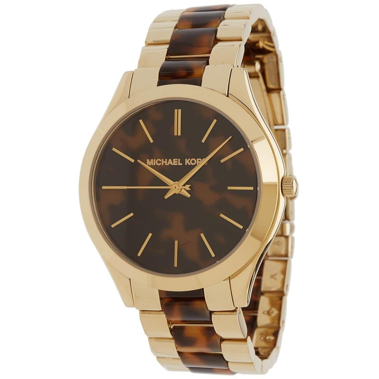  Shop Authentic Michael Kors Slim Runway Tortoise Shell Dial Two Tone Steel Strap Watch for Women - MK4284 - Luxxuri