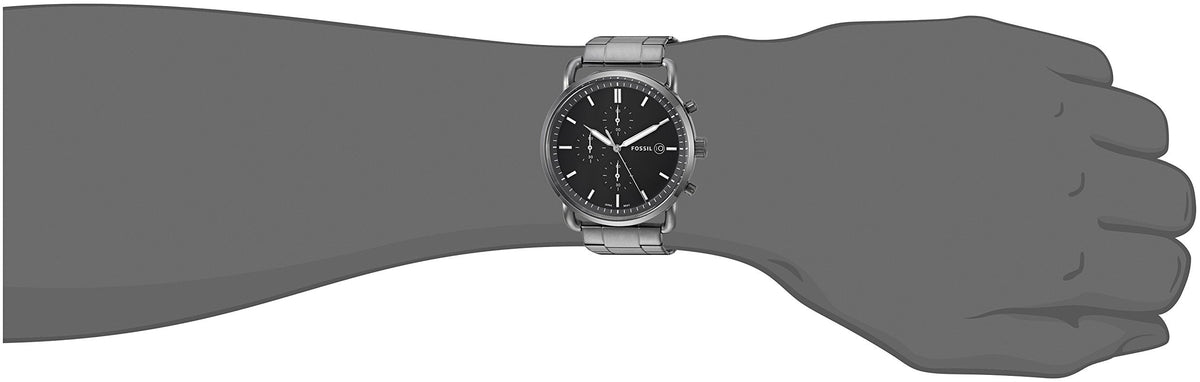  Shop Authentic Fossil The Commuter Black Dial Grey Steel Strap Watch for Men - FS5400 - Luxxuri