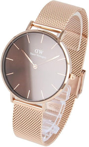  Shop Authentic Daniel Wellington Petite Amber Brown Dial Rose Gold Mesh Strap Watch for Women - DW00100478 - Luxxuri