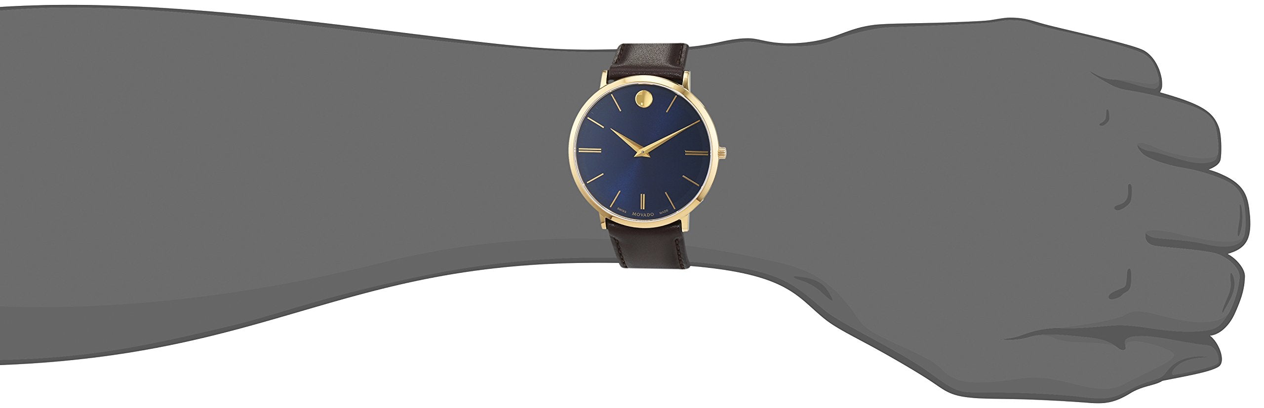  Shop Authentic Movado Ultra Slim Blue Dial Brown Leather Strap Watch For Men - 0607088 - Luxxuri